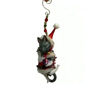 Sassy Grey Cat Christmas Tree Ornament